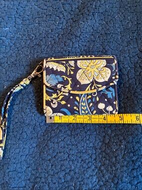 Vera Bradley Floral Quilted Wristlet Wallet - Navy and Yellow